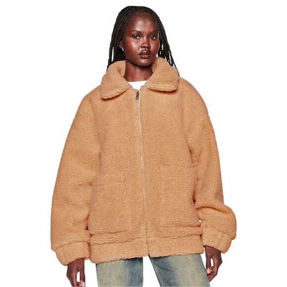 I.AM.GIA Pixie Oversized Faux Sherpa Coat Camel Size XS - Picture 1 of 12